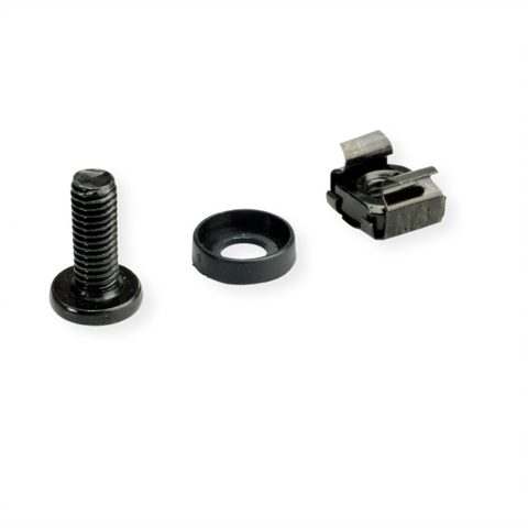 Set 100 buc suruburi M6 montare rack/cabinet/dispozitive 19" Negru, Roline 26.50.5005
