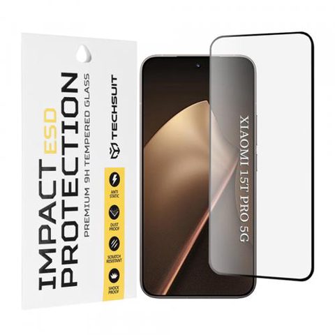 Folie de protectie Ecran Techsuit pentru Xiaomi 15T Pro, Sticla Securizata, Full Glue, Neagra