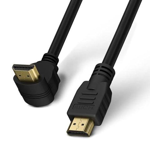 Cablu HDMI, high speed, ethernet, V2.0, 4Kx2K@60Hz, conector 90 grade, 2M, Techly ICOC HDMI-4-020NE9, Negru