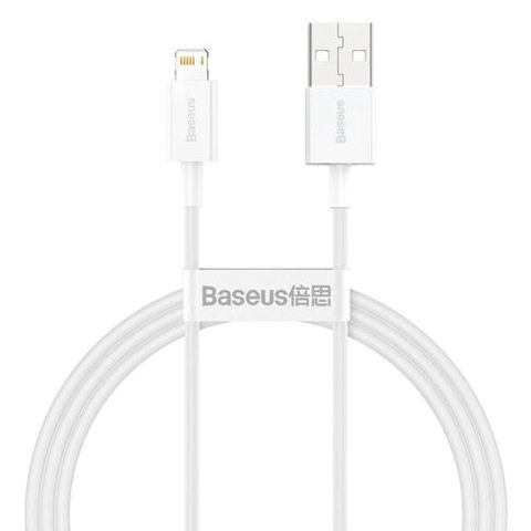 Cablu de date Baseus CALYS-A02, USB, Lightning, 2.4A, 1m (Alb)