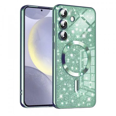 Husa MagSafe pentru Samsung Galaxy S24 S921, Techsuit, Luxury Glitter, Verde Deschis