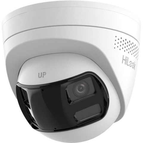 Camera supraveghere IP Dome panoramica cu iluminare duala Hikvision HiLook IPC-T260HAD-LUF/SL, 6 MP, 2.8 mm, IR/lumina alba 30 m, microfon si difuzor