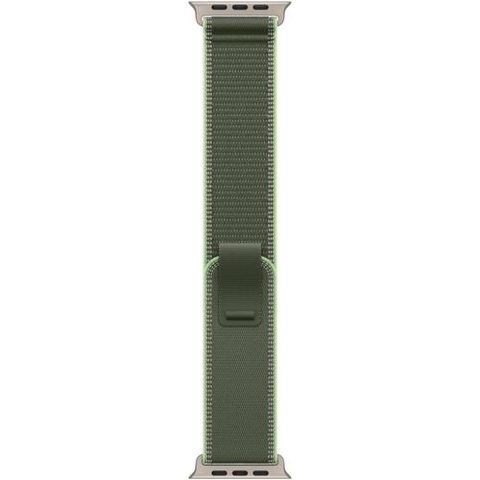 Curea Smartwatch Apple MFT44ZM/A pentru Watch 49mm, Trail Loop - S/M - Natural Titanium Finish (Verde)