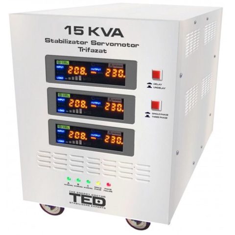 Stabilizator retea maxim 15KVA / 12000W cu servomotor trifazat TED15K3SVC TED000101