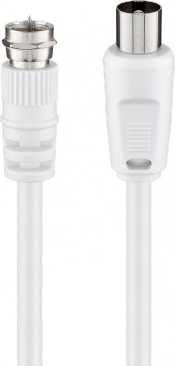 Cablu antena coaxial - F 1.5m T-T Alb, Goobay G11726
