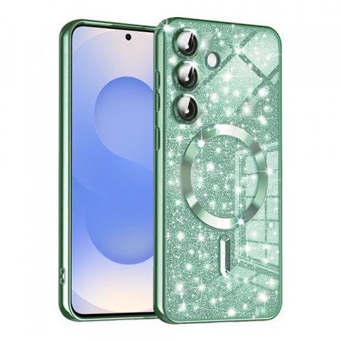 Husa MagSafe pentru Samsung Galaxy S25 S931, Techsuit, Luxury Glitter, Verde Deschis