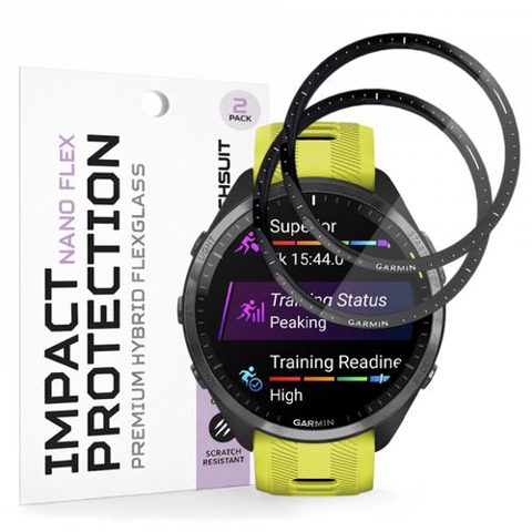 Folie Protectie Techsuit Nano Flex pentru Garmin Forerunner 965, Set 2 bucati, Plastic, Neagra
