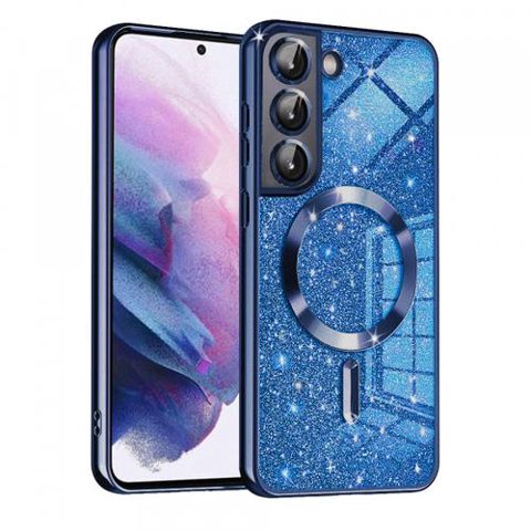 Husa MagSafe pentru Samsung Galaxy S22 5G S901, Techsuit, Luxury Glitter, Albastra