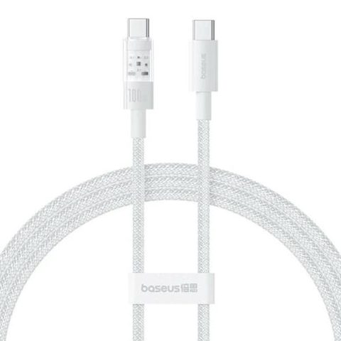 Cablu de date Baseus Gem, Fast Charging, USB Type-C la USB Type-C 100W, 1m, Alb