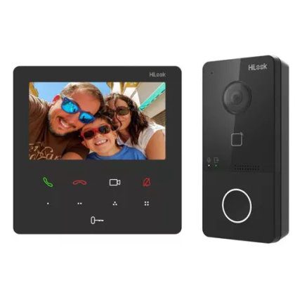 Kit videointerfon IP 2.4GHz Hikvision HiLook VI-K46P, 2MP, touchscreen, IR 3m, ecran 4.3 inch, montaj aparent, PoE, slot card