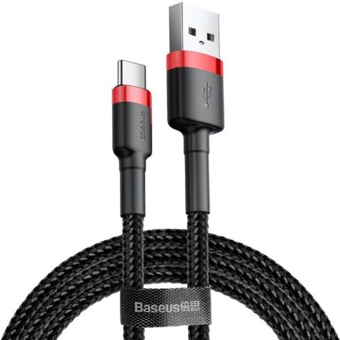 Cablu de date Baseus Cafule CATKLF-A91, USB la USB Type-C, C3.0, 3A, 0.5 m (Negru/Rosu)