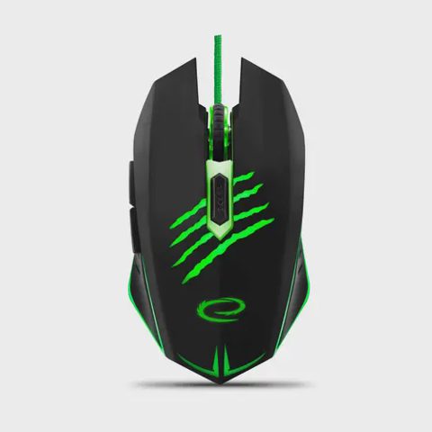 Mouse gaming USB, Esperanza Claw EGM209G, cablu 1.5m, 6D, Led verde, 800/1200/1600/2400 dpi