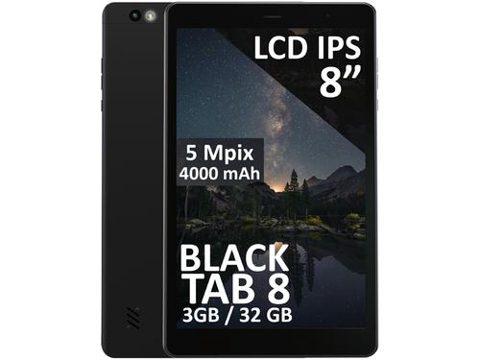 Tableta BLOW BlackTAB8, Procesor Quad-Core T310, Ecran IPS 8inch, 3GB RAM, 32GB Flash, Wi-Fi, Bluetooth, 4G, Android 14 (Negru)