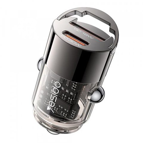 Incarcator Auto Yesido Y68, 30W, 3A, 1 x USB-A - 1 x USB-C (Negru)
