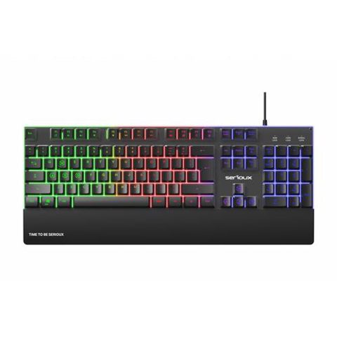 Tastatura gaming cu fir iluminata Serioux Nexor, interfata USB, numar de taste: 104, material ABS, anti-ghosting: 19 taste, lungime cablu 1.5m PVC, Negru