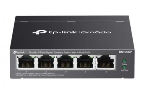 Switch TP-Link Omada DS105GP, 4 porturi, Gigabit, PoE+