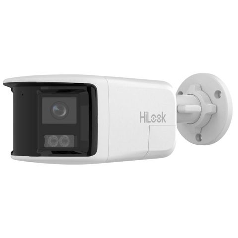 Camera supraveghere exterior IP panoramica cu iluminare duala Hikvision HiLook IPC-B480HAD-LUF/SL, 8 MP, 2 mm, IR/lumina alba 30 m, microfon / difuzor