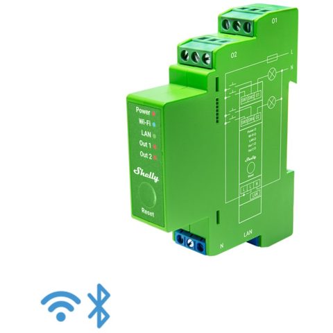 Releu inteligent Shelly PRO Dimmer 2PM, 2 canale, monitorizare consum, functie de dimming 3800235268179