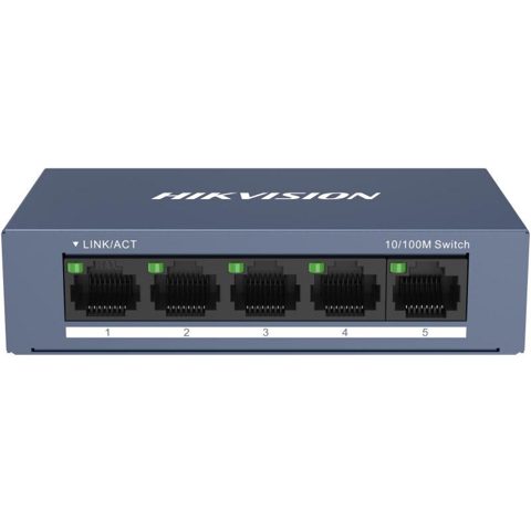 Switch 5 porturi Hikvision DS-3E0105-O, Plug and Play, 5x RJ-45 10-100M, carcasa metal