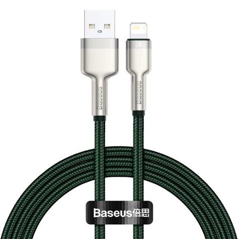 Cablu de date Baseus Cafule, USB - Lightning, 2.4A, 1 m, Verde