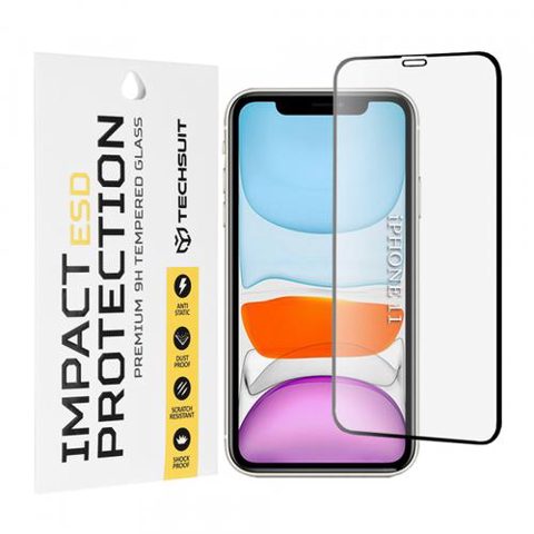 Folie de protectie Ecran Techsuit pentru Apple iPhone 11 / XR, Sticla Securizata, Full Glue