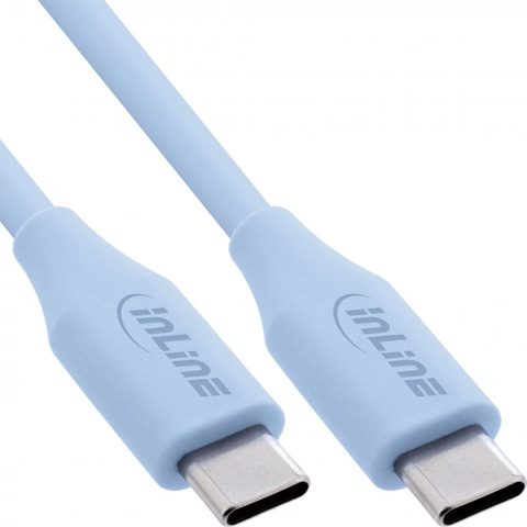 Cablu USB 2.0 type C fast charging silicon 100W Blue 0.5m, InLine IL35895B