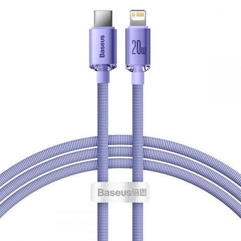 Cablu pentru incarcare si transfer de date Baseus Crystal Shine, USB Type-C/Lightning, 20W, 1.2m, Mov