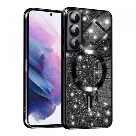 Husa MagSafe pentru Samsung Galaxy S21 5G G991, Techsuit, Luxury Glitter, Neagra