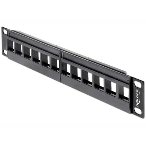 Rama pentru panou de conexiuni , Digitus , 12 porturi 1U, 10 ” , negru