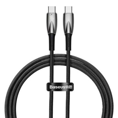 Cablu de date Baseus Glimmer, 2x USB Type-C, Fast Charge, PD 100W, 1m, Negru