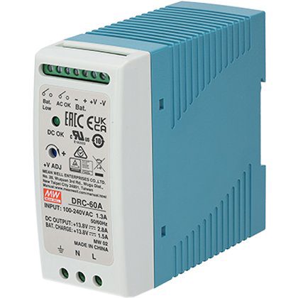 Sursa in comutatie cu back-up, 13.8V / 2.8A, monitorizare, sina DIN MeanWell DRC-60A