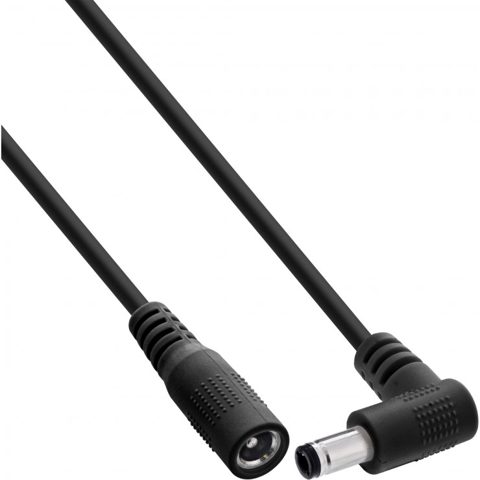 Cablu prelungitor alimentare DC 5.5x2.5mm M-T drept/unghi 2m Negru, InLine IL26902J