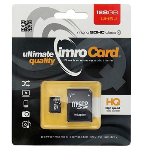 Card de memorie MicroSD, clasa 10, 128GB, adaptor SD KOM000670 / 5902768015492