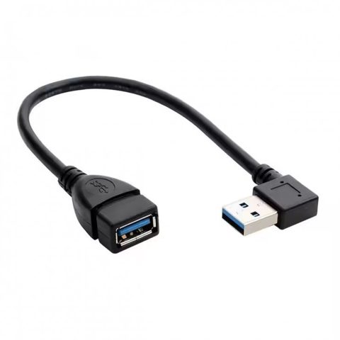 Cablu prelungitor USB 3.2-A T-M unghi/drept 0.2m Negru, kur31-46