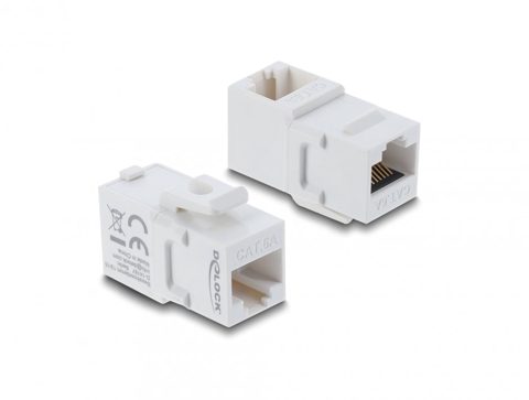 Keystone RJ45 Cat.6A unghi 90 grade plastic UTP Alb, Delock 90713