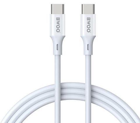 Cablu Date si Incarcare USB-C - USB-C BWOO X282, 60W, 1m, Alb