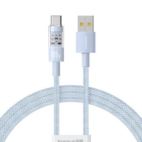 Cablu de date Baseus Gem, Fast Charging, USB la USB Type-C 100W, 2m, Albastru