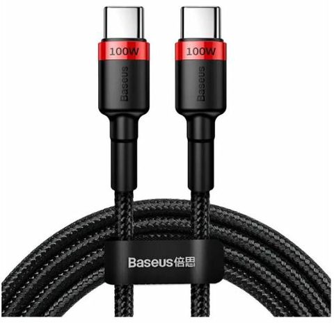 Cablu de date Baseus Cafule PD 2.0 100W, USB-C la USB-C, 2 metri, 20V, 5A (Rosu/ Negru)