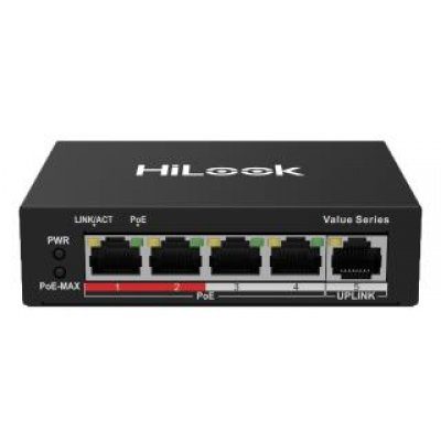 Switch PoE cu 4 porturi HikVision HiLook NS-0105P-35(B), 10/100 Mbps, fara management
