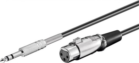 Cablu jack stereo 6.35mm la XLR T-M 6m Negru, KJACKXLR01