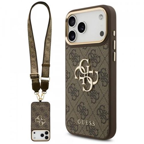 Husa pentru Apple iPhone 17 Pro Max, Guess, Big 4G Classic Logo with Big Strap, Maro