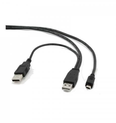 Cablu de date si alimentare Gembird CCP-USB22-AM5P-3, USB 2.0 (T) la Mini-USB 2.0 (T), 0.9m, conectori auriti, extra power socket USB 2.0 (T) (Negru)