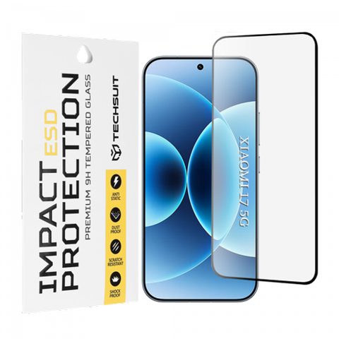 Folie de protectie Ecran Techsuit pentru Xiaomi 17, Sticla Securizata, Full Glue, Neagra