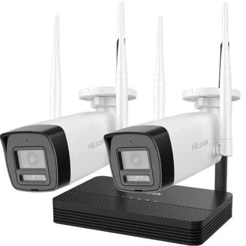 Kit 2 camere Wifi cu NVS HiLook IKS-2044BH-PH/W, 4MP, lentila 2.8mm, IR 30m, microfon si difuzor, detectie miscare