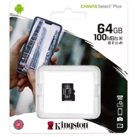 Card de memorie MicroSD Kingston 64GB SDCS2/64GB, Select Plus, Clasa 10 UHS-I Performance