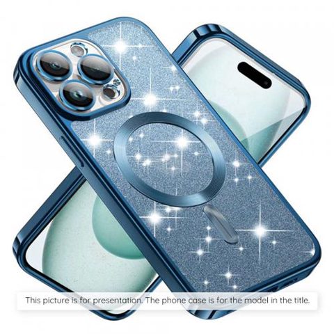 Husa MagSafe pentru Apple iPhone 17, Techsuit, Luxury Glitter, Bleu