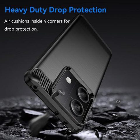 Husa Carbon Case Flexible Lemontti Xiaomi Redmi Note 13 5G, Negru