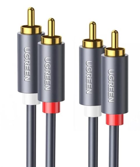 Cablu Audio 2 x RCA - 2 x RCA UGREEN AV104, 1.5m, Gri