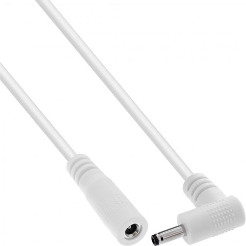 Cablu prelungitor alimentare DC 3.5x1.35mm M-T drept/unghi 3m Alb, InLine IL26903Q