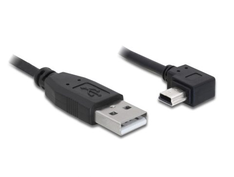 Cablu USB 2.0 la mini USB-B unghi 90 grade T-T 0.5m, Delock 82680*